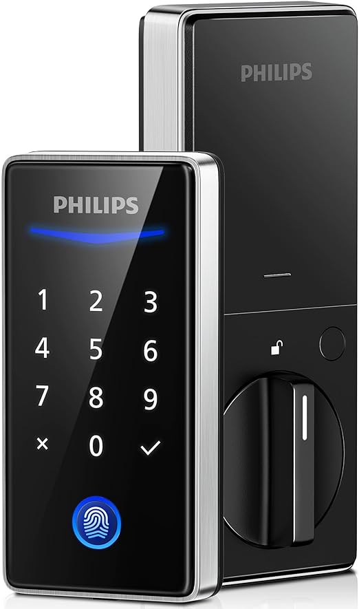 Philips Keyless Entry Door Lock with Keypad - Smart Deadbolt Lock for Front Door, Auto Lock, One-time PIN Code, Fingerprint Door Lock