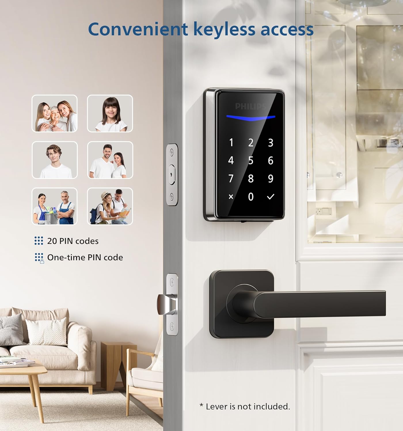 Philips Keyless Entry Door Lock - Generate One-time Code Remotely Nonconnected- Touchscreen Keypad Standalone Deadbolt Lock