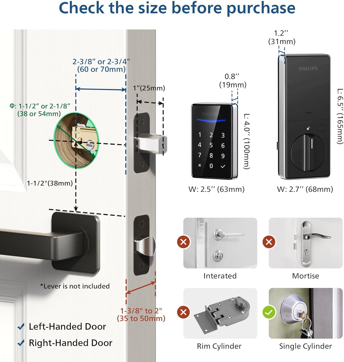 Philips Keyless Entry Door Lock - Generate One-time Code Remotely Nonconnected- Touchscreen Keypad Standalone Deadbolt Lock