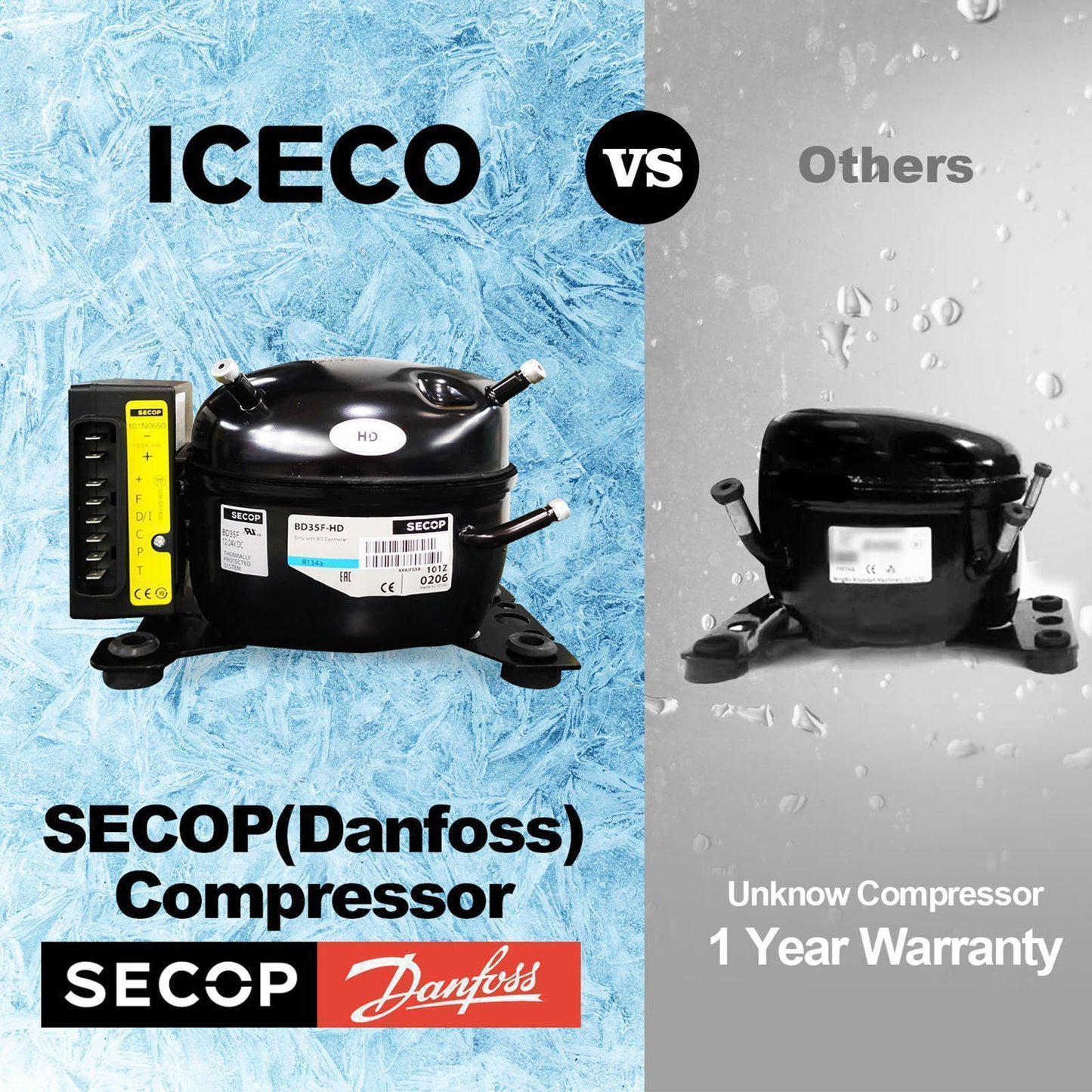 ICECO 63.4QT VL60 Dual 12V Portable Freezer Refrigerator