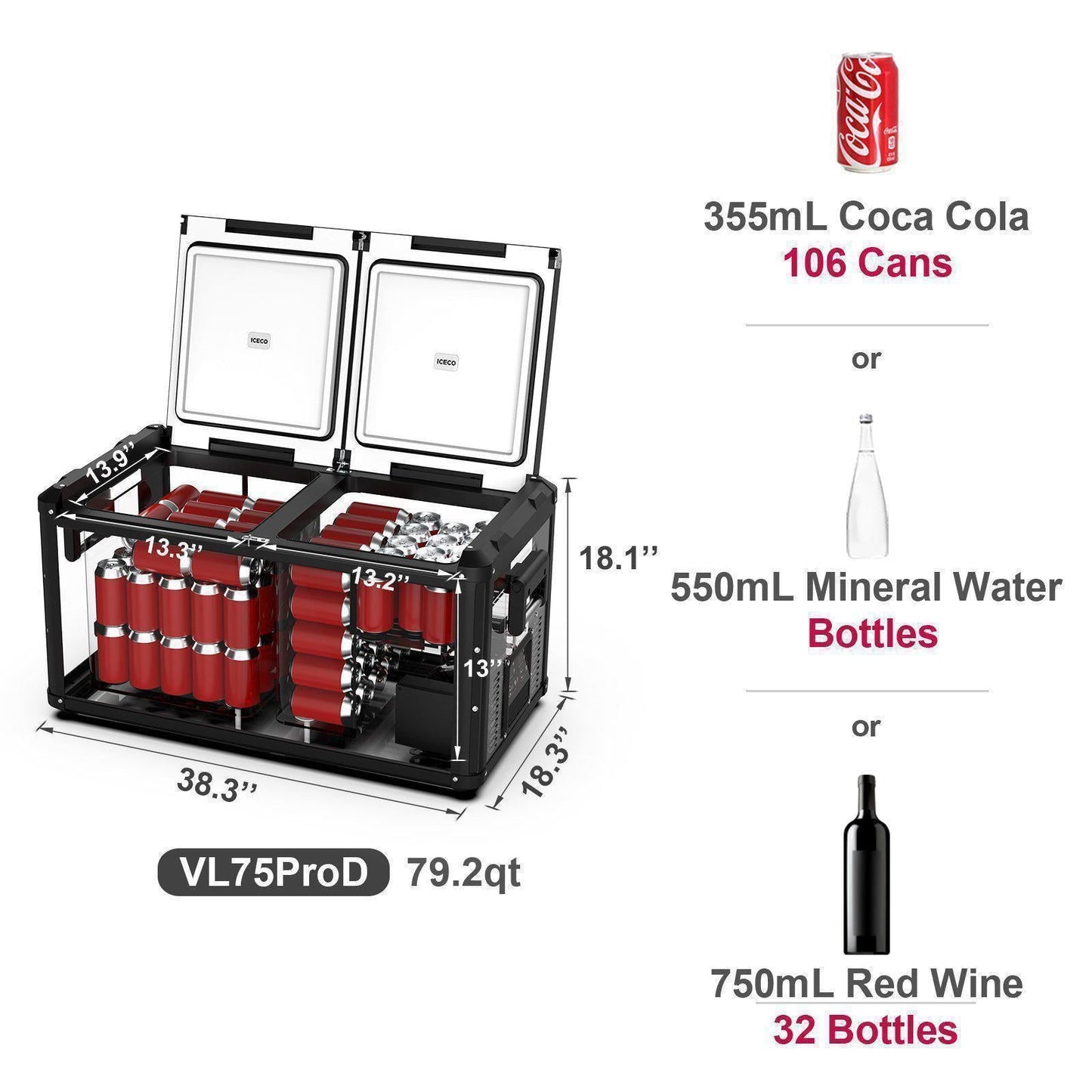 ICECO VL75ProD 75L 12V Portable Fridge Freezer