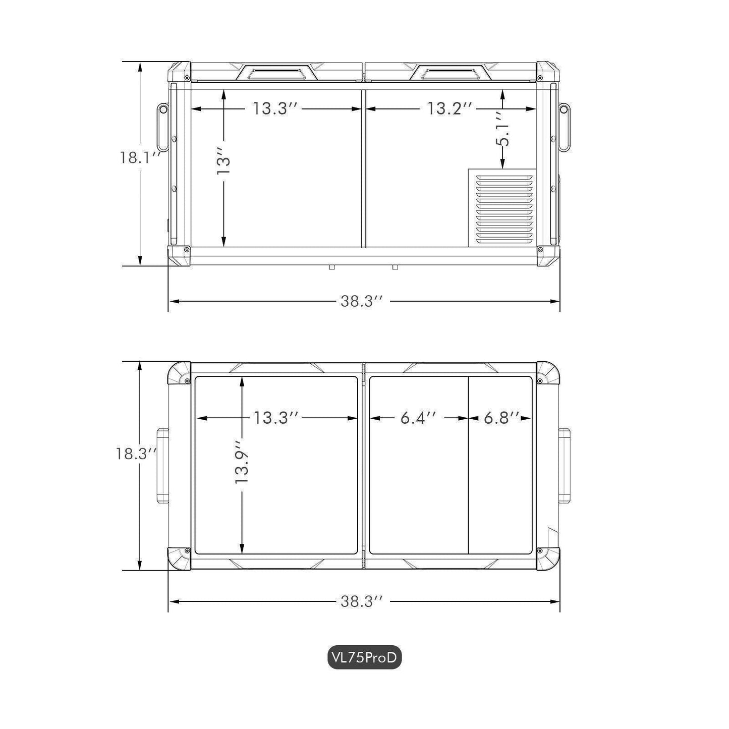 ICECO VL75ProD 75L 12V Portable Fridge Freezer